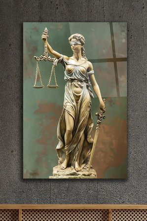 Avukat Ofisine Hediye Themis Heykeli Adalet Heykeli KIRILMAZ CAM TABLO EV OFİS İŞ YERİ HEDİRYESİ