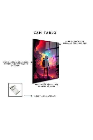 Space/Uzay Yapay Zeka Özel Tasarım Cam Tablo Ofis, Mutfak Çocuk Odası, Salon 99