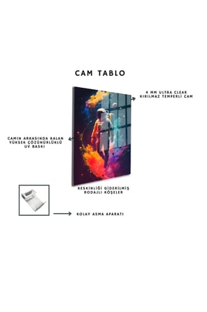 Space/Uzay Yapay Zeka Özel Tasarım Cam Tablo Ofis, Mutfak Çocuk Odası, Salon 95