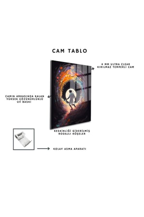 Space/Uzay Yapay Zeka Özel Tasarım Cam Tablo Ofis, Mutfak Çocuk Odası, Salon 56