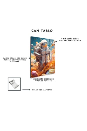 Space/Uzay Yapay Zeka Özel Tasarım Cam Tablo Ofis, Mutfak Çocuk Odası, Salon 196