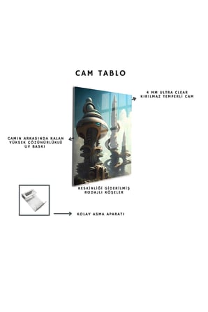 Space/Uzay Yapay Zeka Özel Tasarım Cam Tablo Ofis, Mutfak Çocuk Odası, Salon 168
