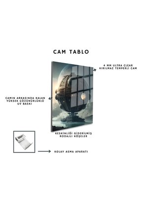 Space/Uzay Yapay Zeka Özel Tasarım Cam Tablo Ofis, Mutfak Çocuk Odası, Salon 12