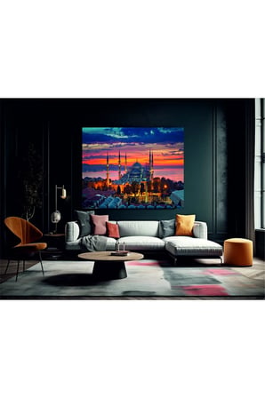 MUHTEŞEM İSTANBUL CAMİİ TEMPERLİ CAM ÜZERİNE TABLO SEVGİLİNİZE YILBAŞI HEDİYE