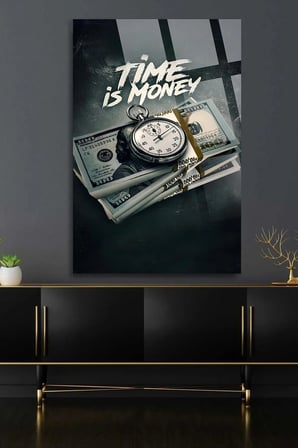 Vakit Nakittir Dolar Uv Baskılı Kırılmaz Cam Tablo, Ev Ve Ofis Yüksek Çözünürlüklü 4mm Cam Tablo