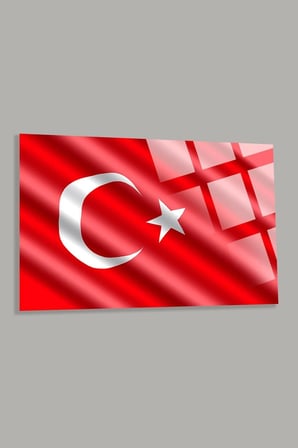 Türk Bayrağı 7 Ev Ofis Okul İçin 4mm Kırılmaz Temperli Yüksek Çözünürlüklü Cam Tablo