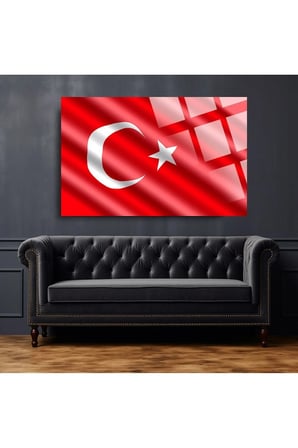 Türk Bayrağı 7 Ev Ofis Okul İçin 4mm Kırılmaz Temperli Yüksek Çözünürlüklü Cam Tablo
