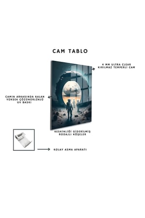 Space/Uzay Yapay Zeka Özel Tasarım Cam Tablo Ofis, Mutfak Çocuk Odası, Salon 40