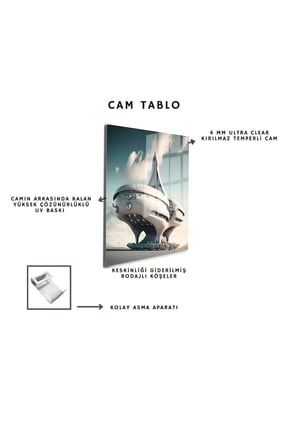 Space/Uzay Yapay Zeka Özel Tasarım Cam Tablo Ofis, Mutfak Çocuk Odası, Salon 135