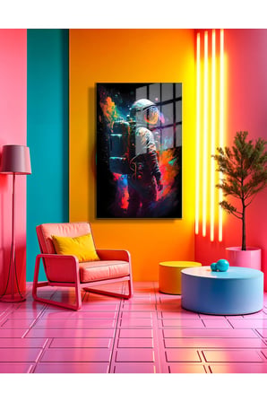 Space/Uzay Yapay Zeka Özel Tasarım Cam Tablo Ofis, Mutfak Çocuk Odası, Salon 67