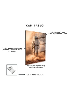 Space/Uzay Yapay Zeka Özel Tasarım Cam Tablo Ofis, Mutfak Çocuk Odası, Salon 43