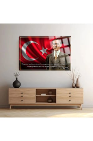 ATATÜRK KIRILMAZ LÜKS CAM TABLO ULTRA YÜKSEK RENKLER ATATÜRK SÖZLERİ CAM TABLO