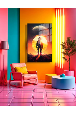 Space/Uzay Yapay Zeka Özel Tasarım Cam Tablo Ofis, Mutfak Çocuk Odası, Salon 39