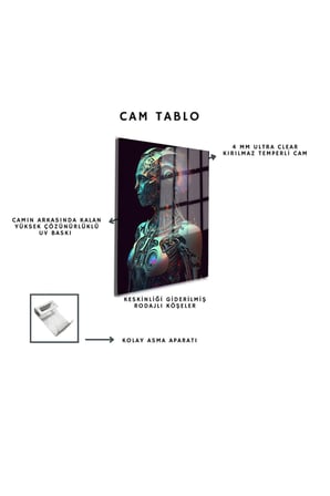Space/Uzay Yapay Zeka Özel Tasarım Cam Tablo Ofis, Mutfak Çocuk Odası, Salon 155