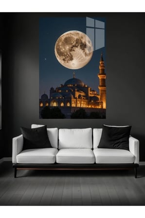 Camii Ve Dolunay Cam Tablo Ev Dekorasyon,balkon Dekorasyonu,dekoratif,duvar Tablo,mutfak Tablo