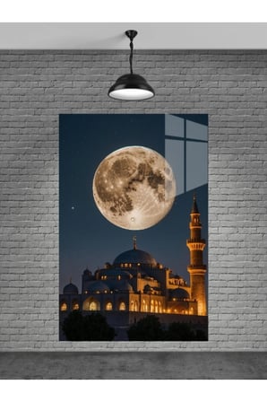 Camii Ve Dolunay Cam Tablo Ev Dekorasyon,balkon Dekorasyonu,dekoratif,duvar Tablo,mutfak Tablo