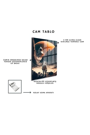 Space/Uzay Yapay Zeka Özel Tasarım Cam Tablo Ofis, Mutfak Çocuk Odası, Salon 38