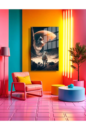 Space/Uzay Yapay Zeka Özel Tasarım Cam Tablo Ofis, Mutfak Çocuk Odası, Salon 38