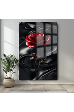 METALİK GÜL TASARIMI CAM TABLO EV HEDİYESİ İŞ YERİ HEDİYESİ KIRILMAZ LÜKS MODERN TABLO