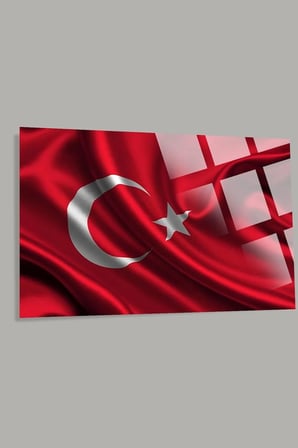 Türk Bayrağı 6 Ev Ofis Okul İçin 4mm Kırılmaz Temperli Yüksek Çözünürlüklü Cam Tablo