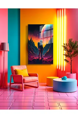 Space/Uzay Yapay Zeka Özel Tasarım Cam Tablo Ofis, Mutfak Çocuk Odası, Salon 32