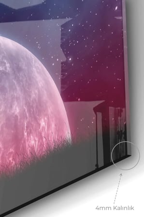Galaksi Ve Ağaç Temalı | Manzara Temalı Cam Tablo | 50x70 Cm