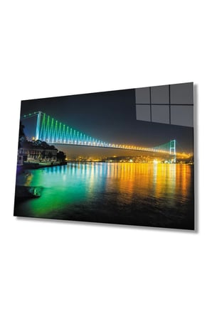 Istanbul Boğazı Köprü Manzarası Cam Tablo, Darbelere Dayanıklı Kırılmaz Temperli