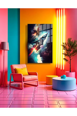 Space/Uzay Yapay Zeka Özel Tasarım Cam Tablo Ofis, Mutfak Çocuk Odası, Salon 58