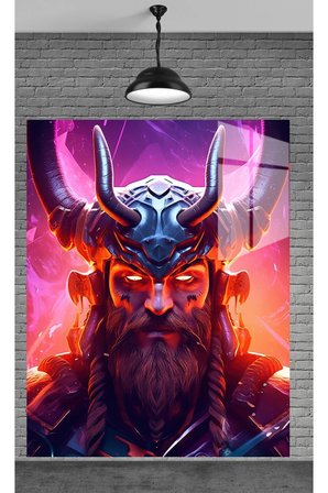 META DEKORASYON 3D VIKING GÖRSELİ TEMPERLİ CAM ÜZERİNE TABLO SEVGİLİNİZE YILBAŞI HEDİYE