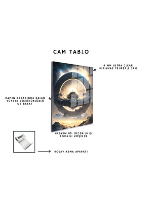Space/Uzay Yapay Zeka Özel Tasarım Cam Tablo Ofis, Mutfak Çocuk Odası, Salon 170