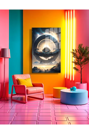 Space/Uzay Yapay Zeka Özel Tasarım Cam Tablo Ofis, Mutfak Çocuk Odası, Salon 170