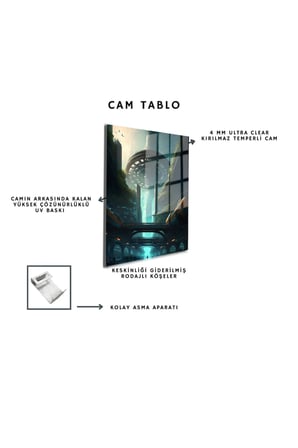 Space/Uzay Yapay Zeka Özel Tasarım Cam Tablo Ofis, Mutfak Çocuk Odası, Salon 156