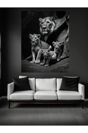Aslan Ve Yavruları Cam Tablo Ev Dekorasyon,balkon Dekorasyonu,dekoratif,duvar Tablo,