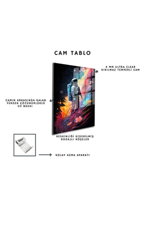 Space/Uzay Yapay Zeka Özel Tasarım Cam Tablo Ofis, Mutfak Çocuk Odası, Salon 118