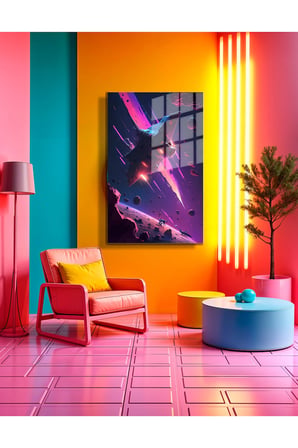 Space/Uzay Yapay Zeka Özel Tasarım Cam Tablo Ofis, Mutfak Çocuk Odası, Salon 55