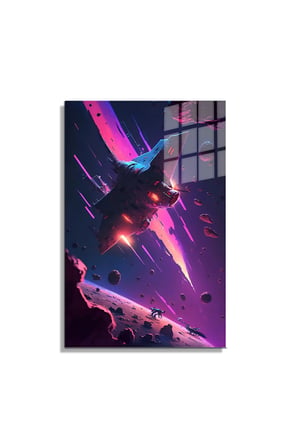 Space/Uzay Yapay Zeka Özel Tasarım Cam Tablo Ofis, Mutfak Çocuk Odası, Salon 55
