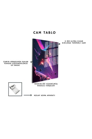 Space/Uzay Yapay Zeka Özel Tasarım Cam Tablo Ofis, Mutfak Çocuk Odası, Salon 55