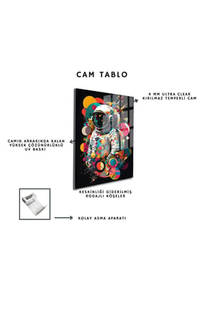 Space/Uzay Yapay Zeka Özel Tasarım Cam Tablo Ofis, Mutfak Çocuk Odası, Salon 63
