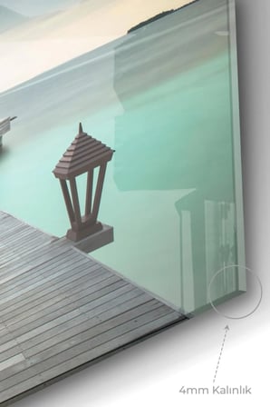 Okyanus Ve Iskele | Manzara Temalı Temalı Modern Uv Dijital Baskı Dekoratif Cam Tablo | 50x70 Cm