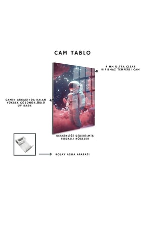 Space/Uzay Yapay Zeka Özel Tasarım Cam Tablo Ofis, Mutfak Çocuk Odası, Salon 185