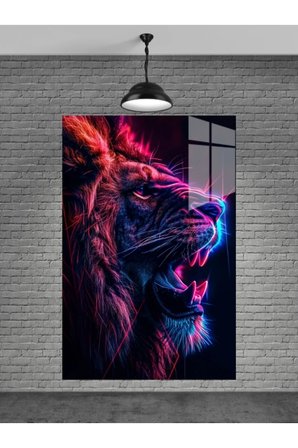 Neon Aslan Cam Tablo Ev Dekorasyon,balkon Dekorasyonu,dekoratif,duvar Tablo,mutfak Tablo
