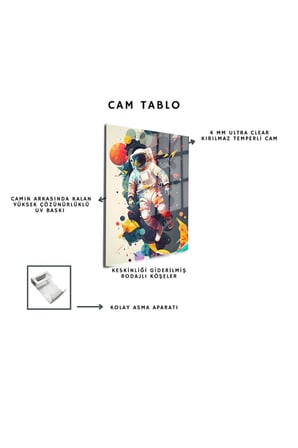 Space/Uzay Yapay Zeka Özel Tasarım Cam Tablo Ofis, Mutfak Çocuk Odası, Salon 91