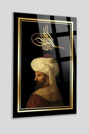 FATİH SULTAN MEHMET OSMANLI PADİŞAH LÜKS KIRILMAZ CAM TABLO EV OFİS İŞ YERİ HEDİRYESİ