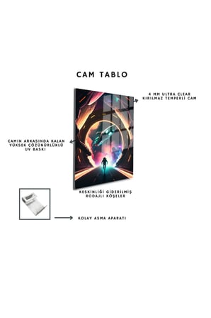 Space/Uzay Yapay Zeka Özel Tasarım Cam Tablo Ofis, Mutfak Çocuk Odası, Salon 111