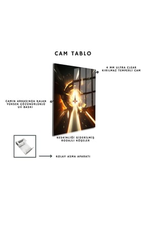 Space/Uzay Yapay Zeka Özel Tasarım Cam Tablo Ofis, Mutfak Çocuk Odası, Salon 80