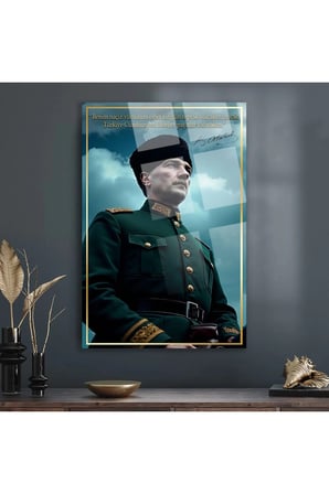 ATATÜRK KIRILMAZ LÜKS CAM TABLO EV OFİS İŞ YERİ HEDİRYESİ TEMPERLİ CAM TABLO