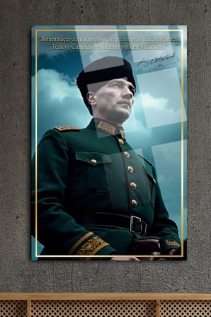 ATATÜRK KIRILMAZ LÜKS CAM TABLO EV OFİS İŞ YERİ HEDİRYESİ TEMPERLİ CAM TABLO