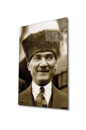 Mustafa Kemal Atatürk Portresi Cam Tablo, Darbelere Dayanıklı Kırılmaz Temperli