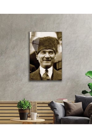 Mustafa Kemal Atatürk Portresi Cam Tablo, Darbelere Dayanıklı Kırılmaz Temperli