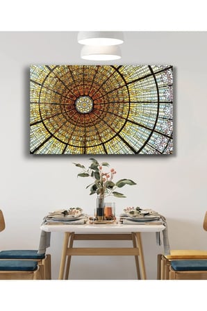 Rengarenk Geometrik Soyut Cam Tablo, Darbelere Dayanıklı Kırılmaz Temperli